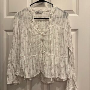 Stradivarius White Floral Blouse